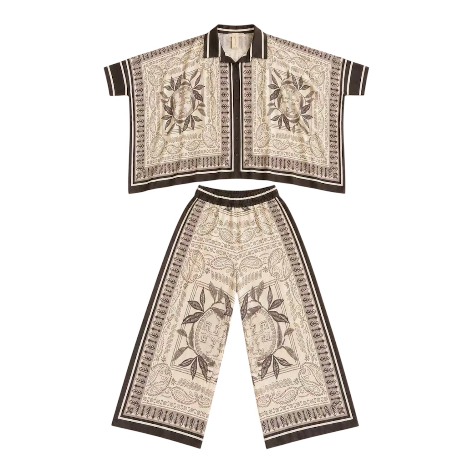 Print broek & shirt one -size viscose /silk - Afbeelding 2