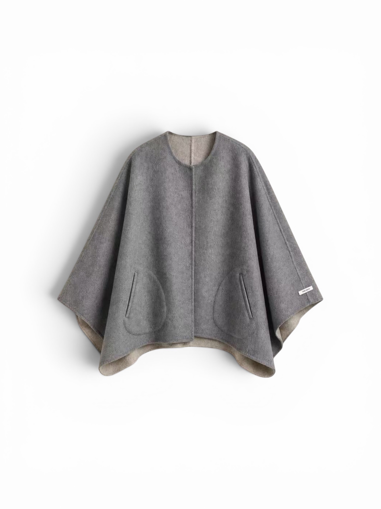 Reversible cape wool / cashmere grey off-white - Afbeelding 2