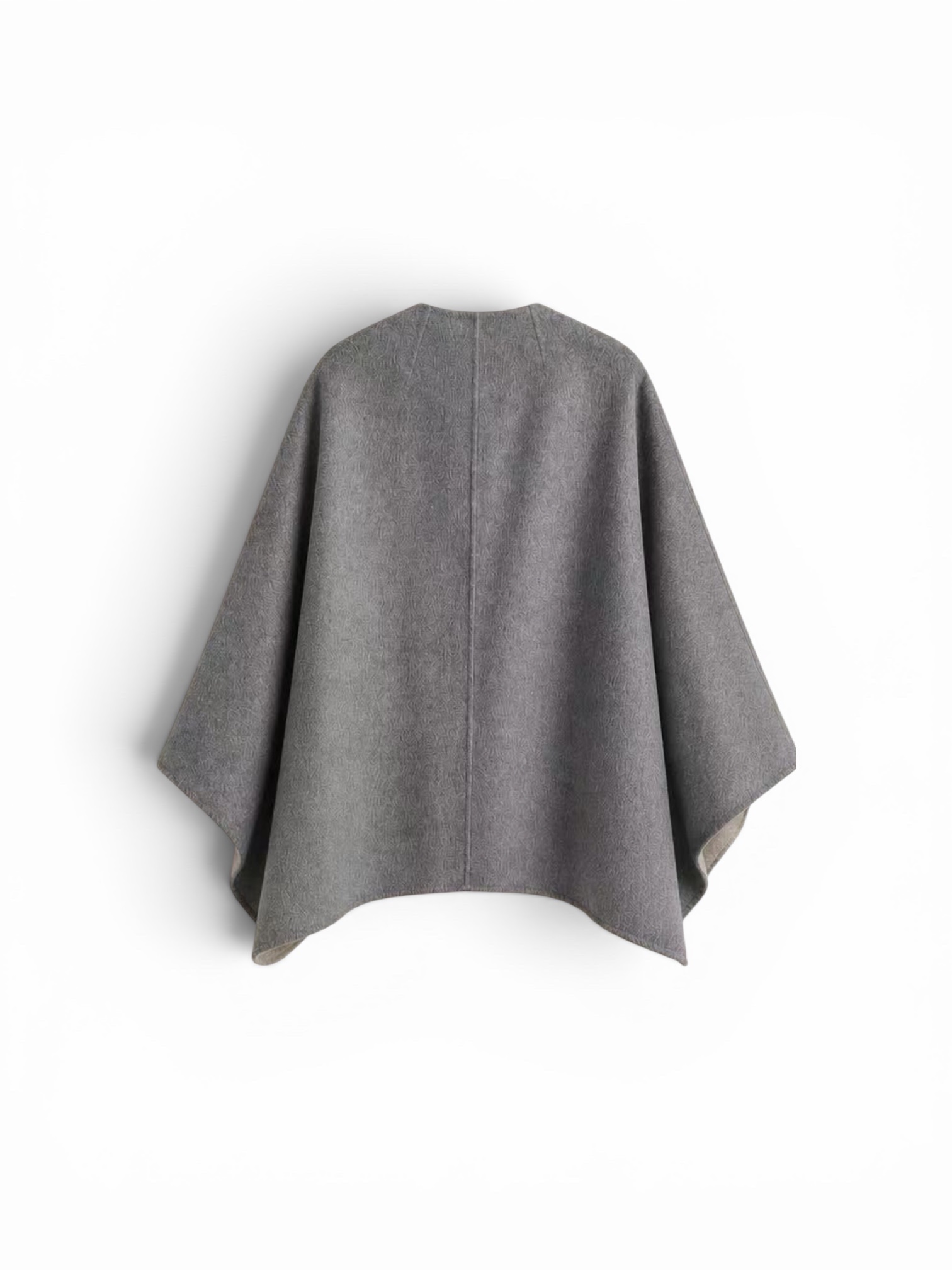 Reversible cape wool / cashmere grey off-white - Afbeelding 3