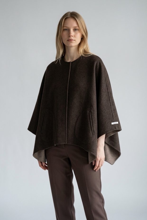 Reversible cape wool / cashmere